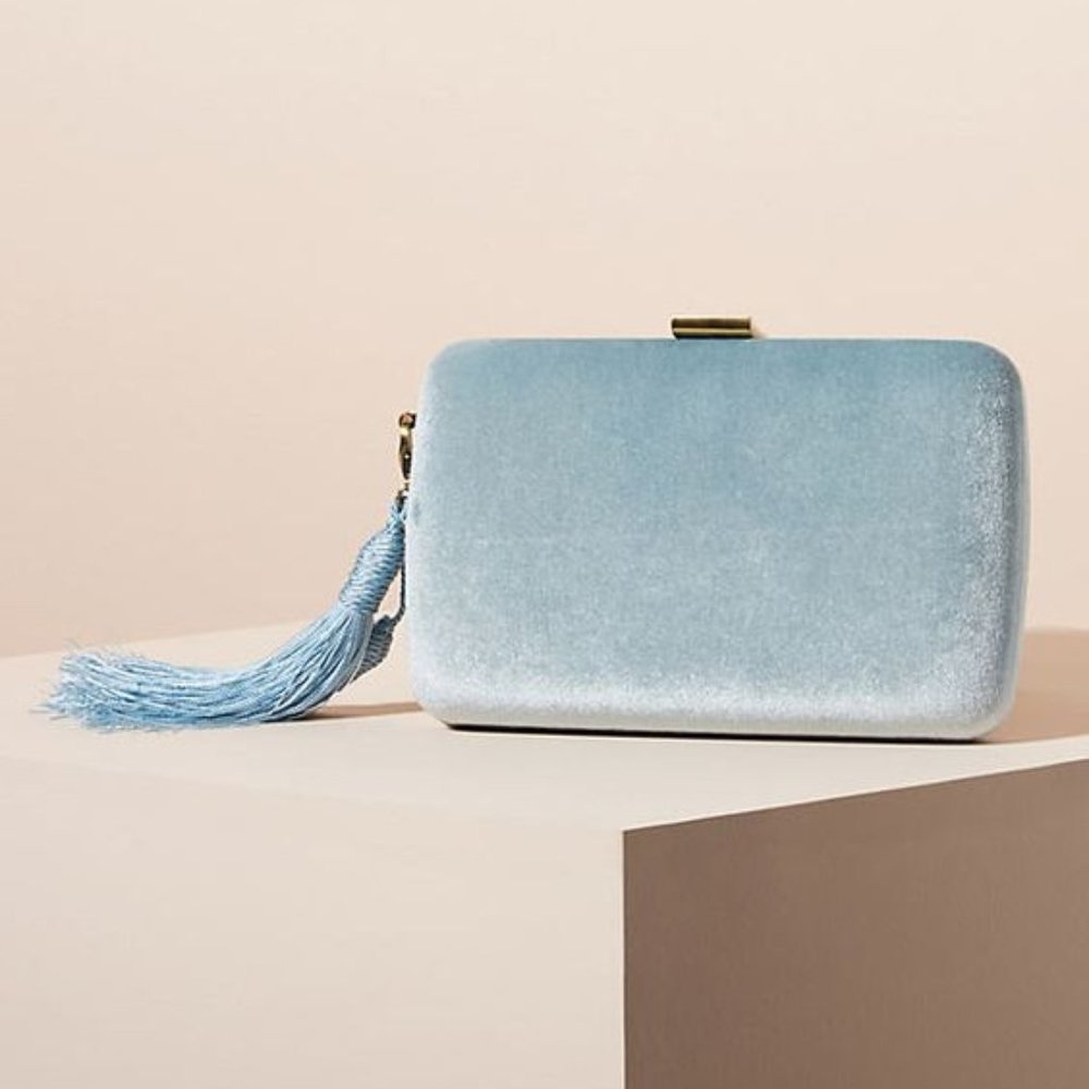 Anthropologie Polly Velvet Clutch in Blue